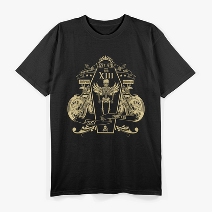 Last Ride Memento Mori Lucky Thirteen Skeleton Biker T-Shirt