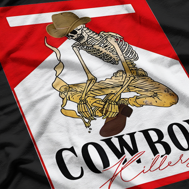 Smoking Cowboy Skull - Vintage Western Vibes T-Shirt