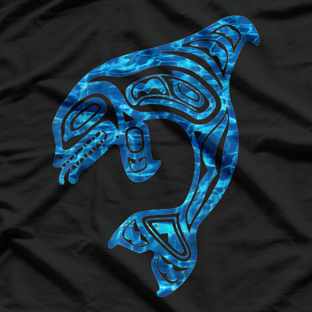 Orca Swimming in Blue Water Design T-Shirt