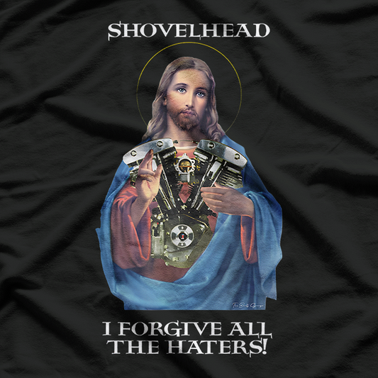 Retro Jesus Shovelhead Forgive All Haters Biker Gear T-Shirt