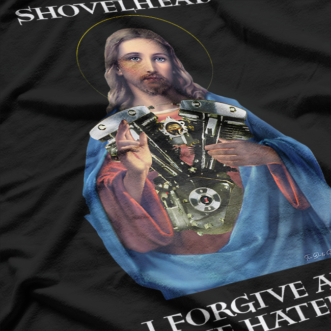 Retro Jesus Shovelhead Forgive All Haters Biker Gear T-Shirt