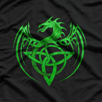 Green Celtic Knot Fantasy Majestic Celtic Dragon Design with Mystical Charm T-Shirt