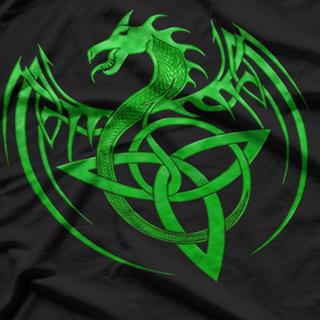 Green Celtic Knot Fantasy Majestic Celtic Dragon Design with Mystical Charm T-Shirt
