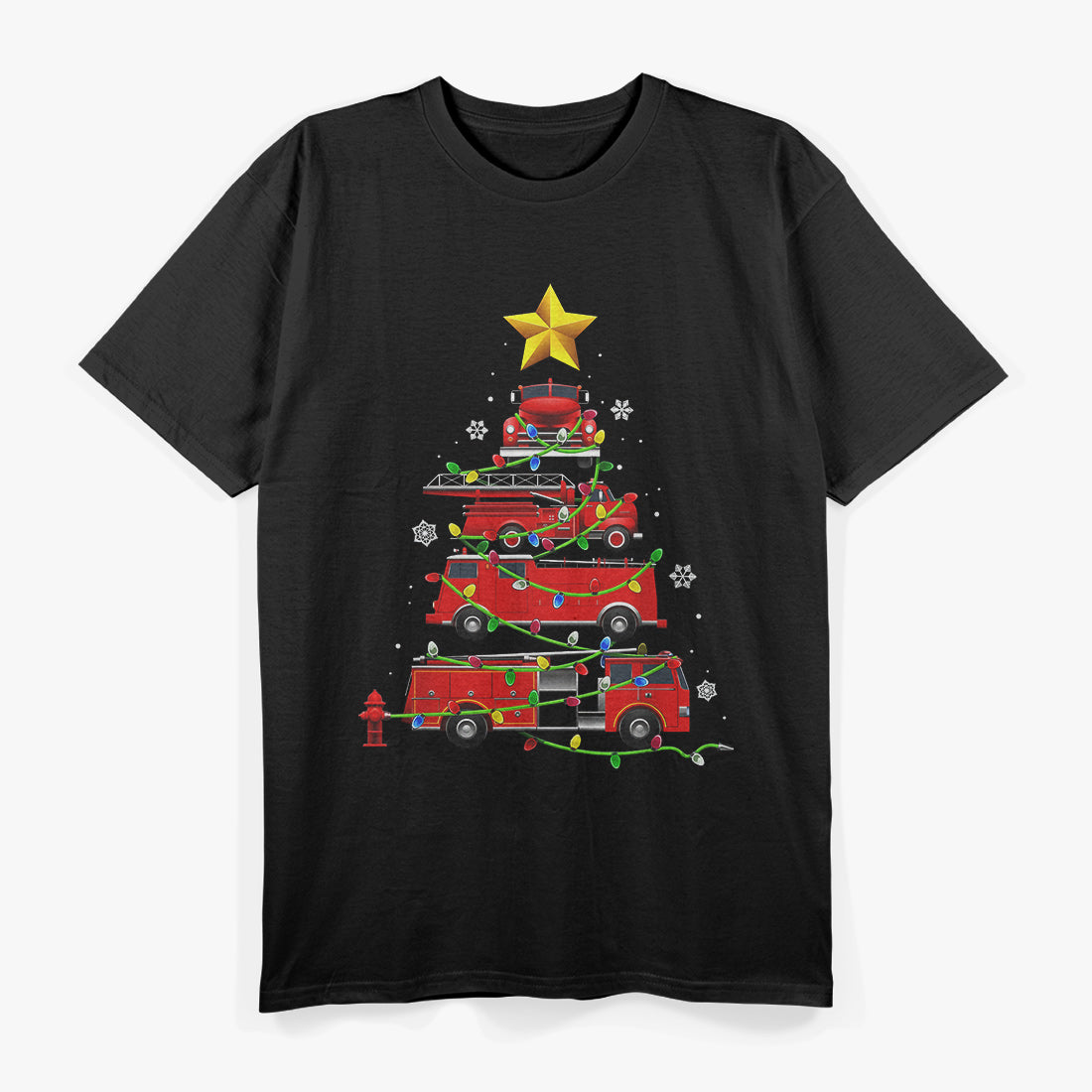 Firefighter Truck Christmas Tree T-Shirt