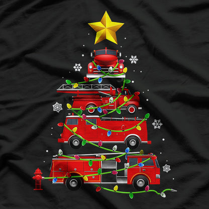 Firefighter Truck Christmas Tree T-Shirt