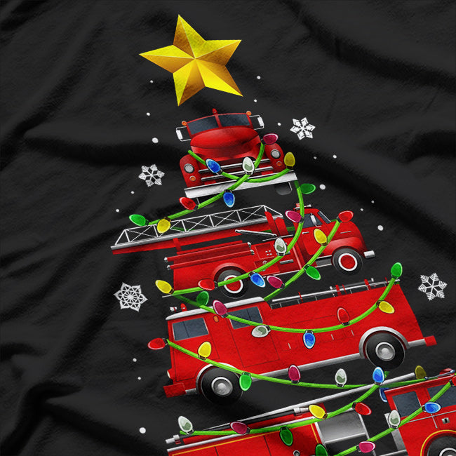 Firefighter Truck Christmas Tree T-Shirt