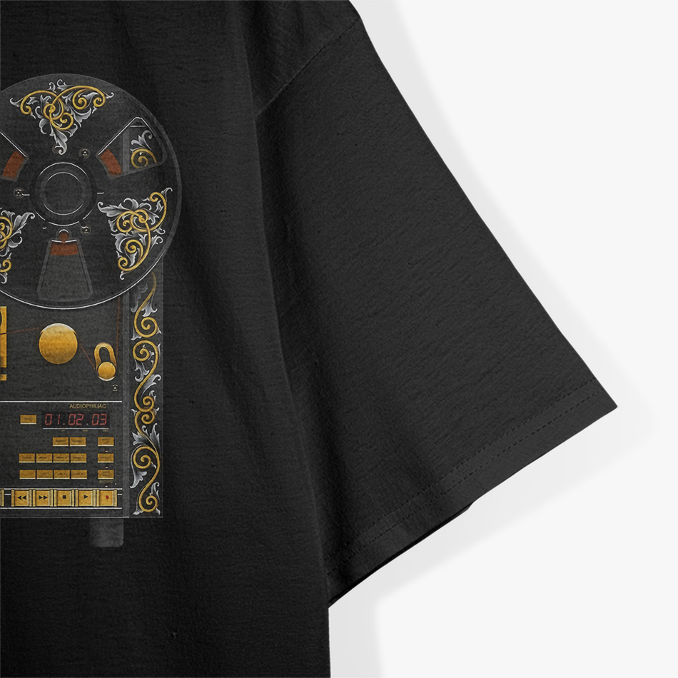 Reel to Reel Tape Deck Recorder with Vintage Scrolls T-Shirt
