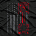 American Flag Piston Muscle Car T-Shirt