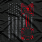American Flag Piston Muscle Car T-Shirt