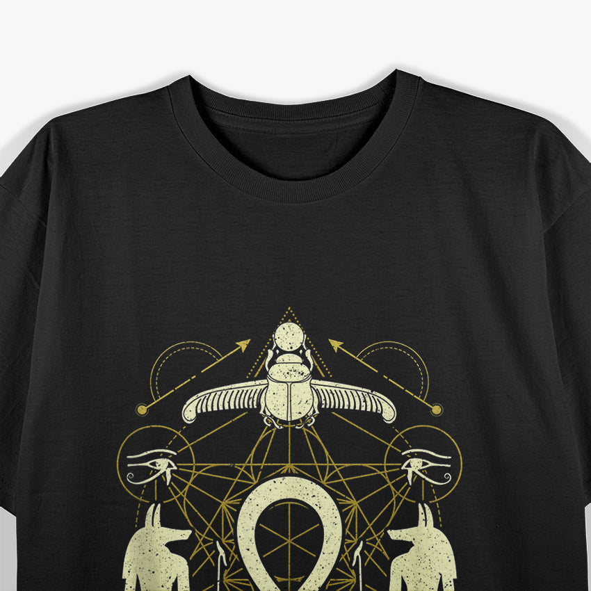 Egyptian Sacred Geometry Ankh and Horus Symbolism T-Shirt