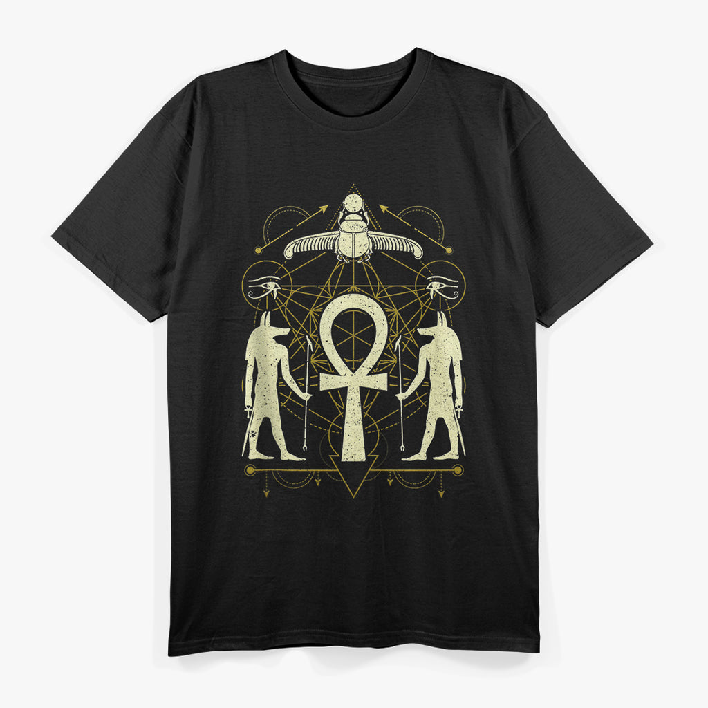 Egyptian Sacred Geometry Ankh and Horus Symbolism T-Shirt