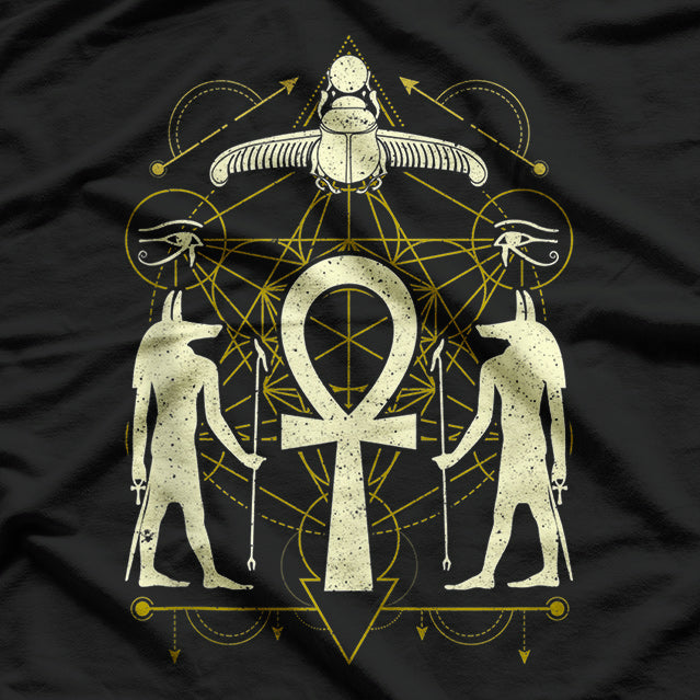 Egyptian Sacred Geometry Ankh and Horus Symbolism T-Shirt