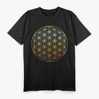 Flower of Life Symbol Sacred Gold Geometry Design T-Shirt