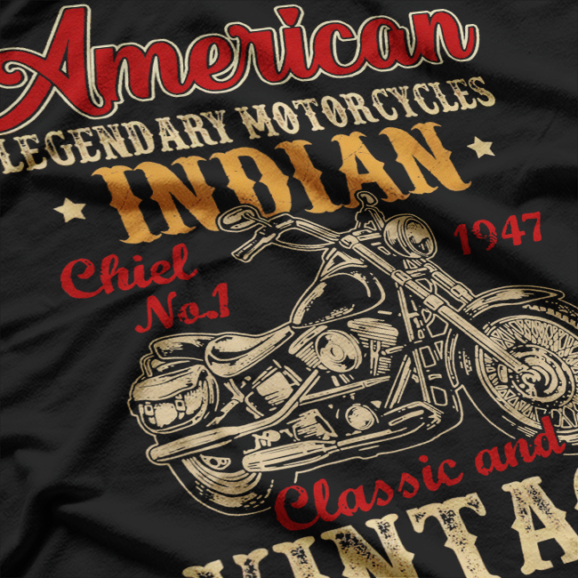 Retro Vintage America Motorcycle Indian for Old Biker T-Shirt