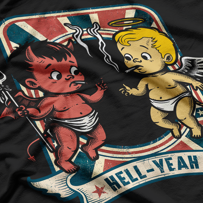 Retro Smoking Angel & Devil - Devilish Cupid Vibes T-Shirt