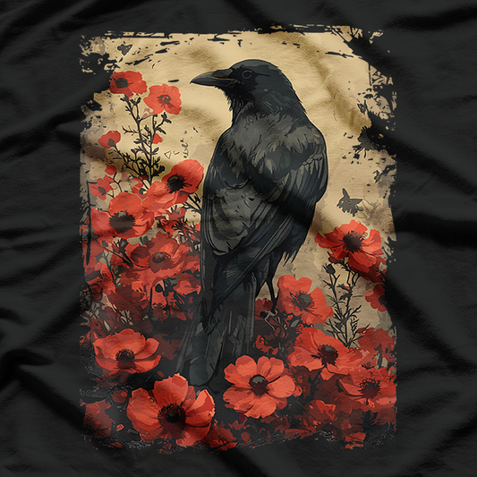 Gothic Raven & Rose Elegance in Darkness T-Shirt