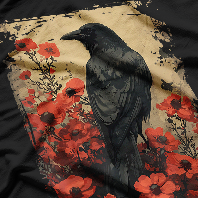 Gothic Raven & Rose Elegance in Darkness T-Shirt