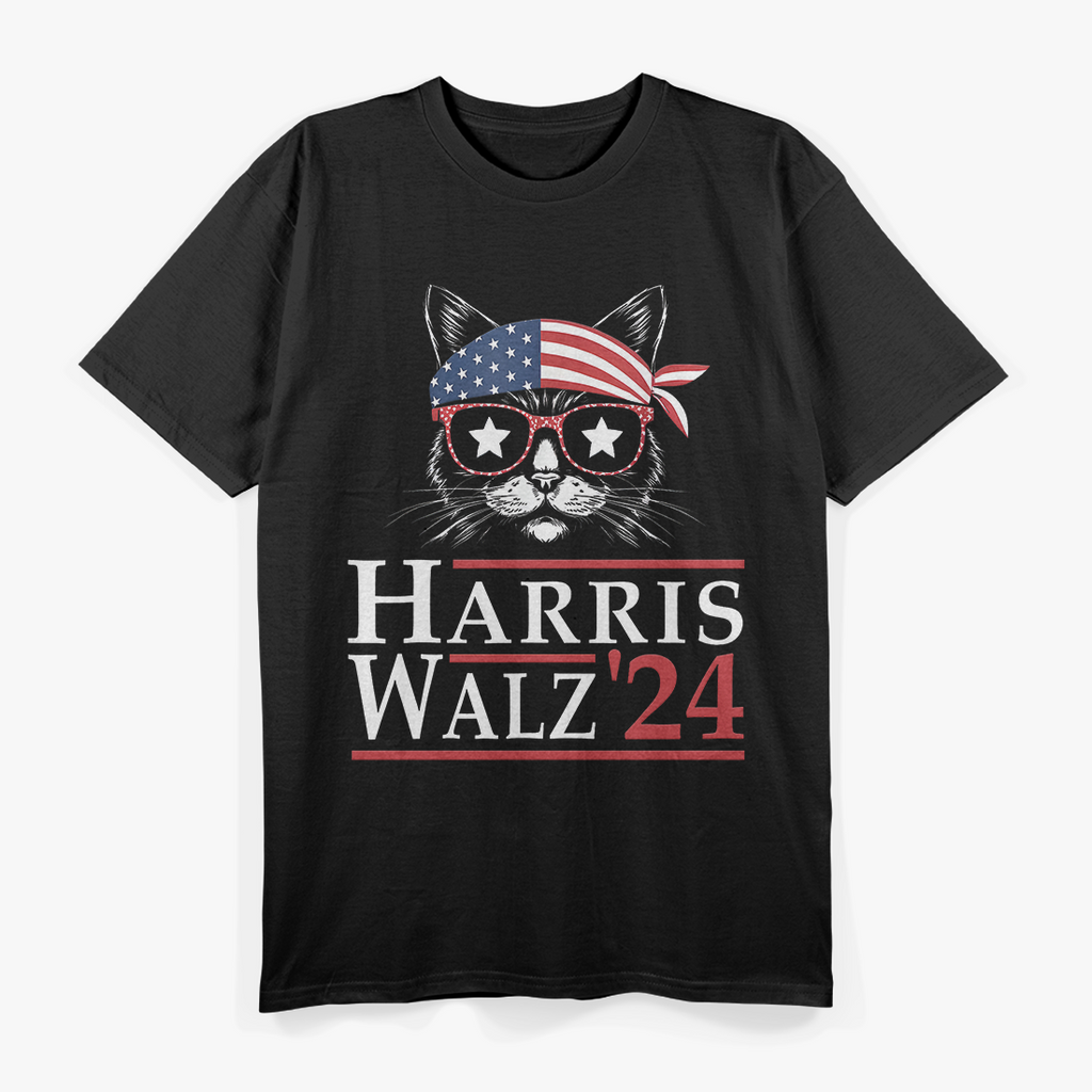 Harris Walz 2024 Funny Cat Political Humor T-Shirt