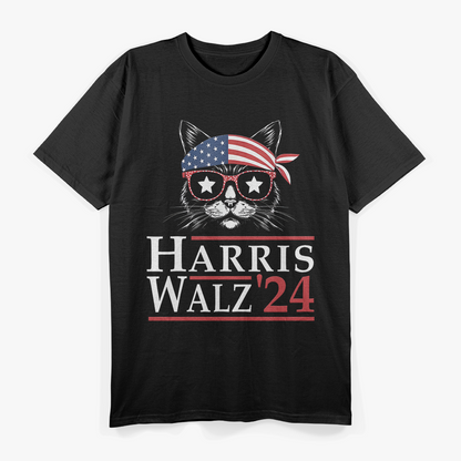 Harris Walz 2024 Funny Cat Political Humor T-Shirt