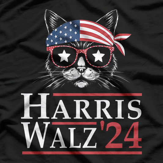 Harris Walz 2024 Funny Cat Political Humor T-Shirt