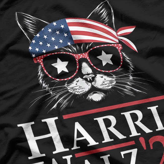 Harris Walz 2024 Funny Cat Political Humor T-Shirt