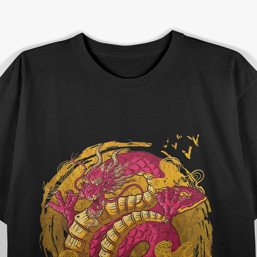 Japanese Retro Dragon - Timeless Mythology with Vintage Charm T-Shirt