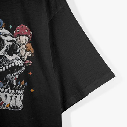 Mushroom Collector Skull Unique Graphic Art T-Shirt