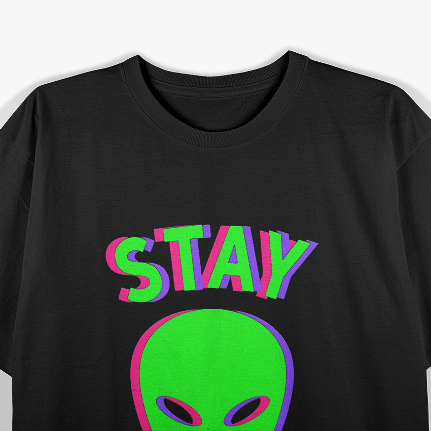 Stay Weird UFO Alien Glitch Retro Humor T-Shirt