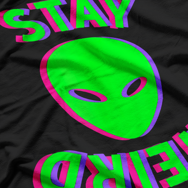 Stay Weird UFO Alien Glitch Retro Humor T-Shirt