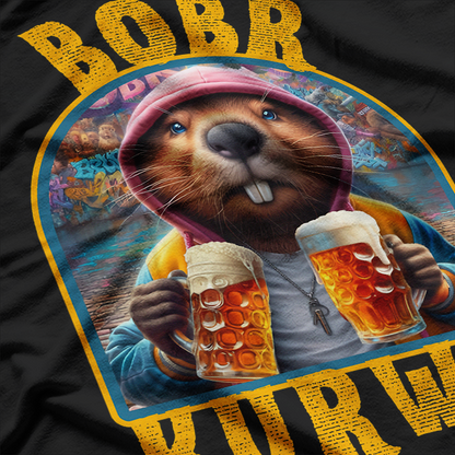 Cheers! Bobr Kurwa Drinking Beer - Funny Animal Humor T-Shirt