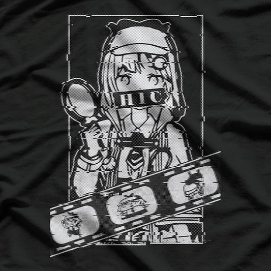 Amelia Watson in a Retro-Glitched Hololive Style T-Shirt