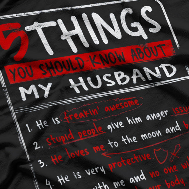 5 Facts About My Husband Funny Relationship T-Shirt