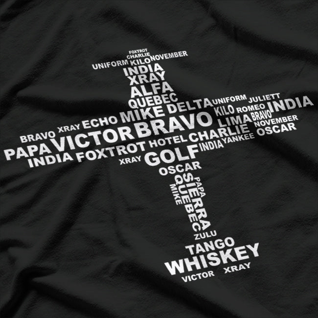 Full Phonetic Alphabet Funny Pilot Aviation Letters T-Shirt