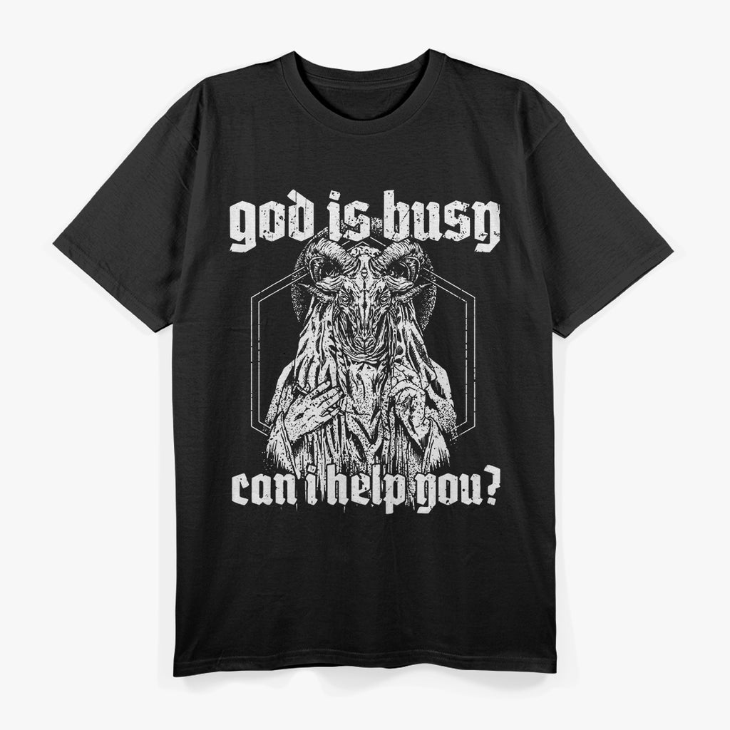 God Is Busy, Can I Help You? Baphomet T-Shirt