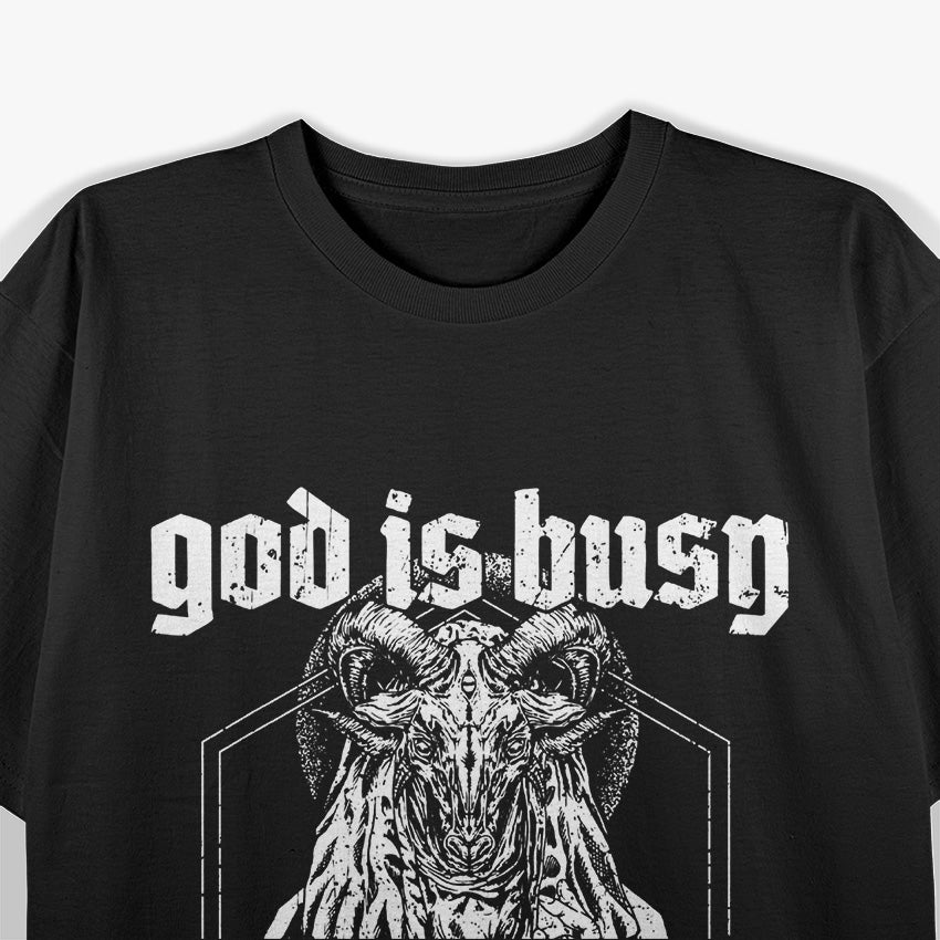God Is Busy, Can I Help You? Baphomet T-Shirt