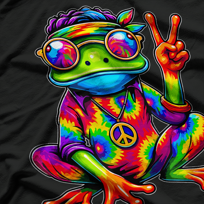 Hippie Tie-Dye Frog, 70s Party & 60s Costume, Peace Sign T-Shirt