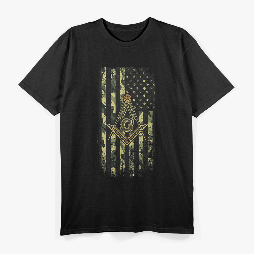 Masonic Camo American Flag - Freemason T-Shirt