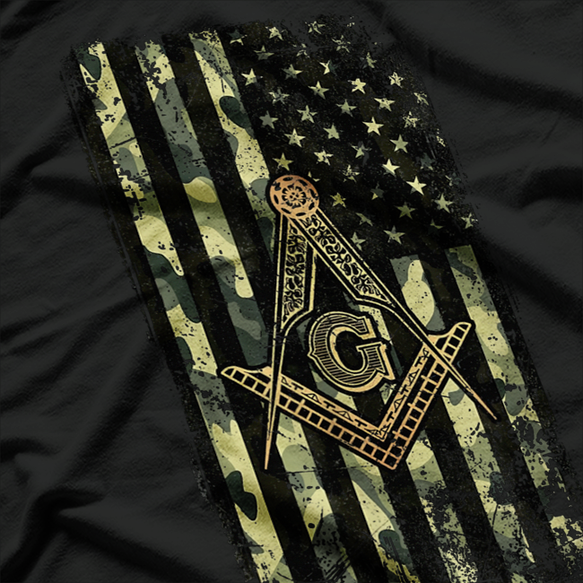 Masonic Camo American Flag - Freemason T-Shirt