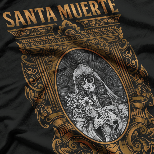 Santa Muerte Inspired Sugar Skull Design T-Shirt