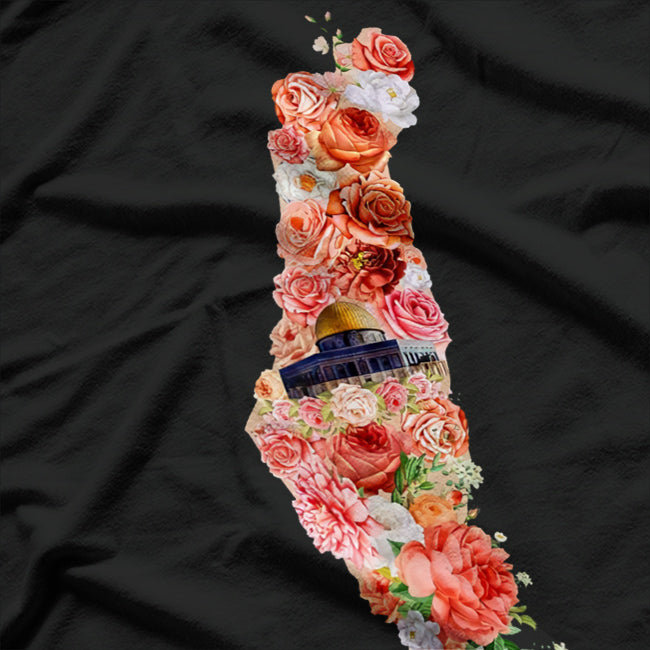 Palestine Free Gaza Floral Palestinian Flag Freedom Support T-Shirt
