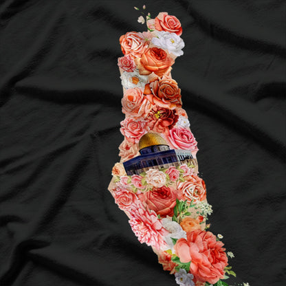 Palestine Free Gaza Floral Palestinian Flag Freedom Support T-Shirt