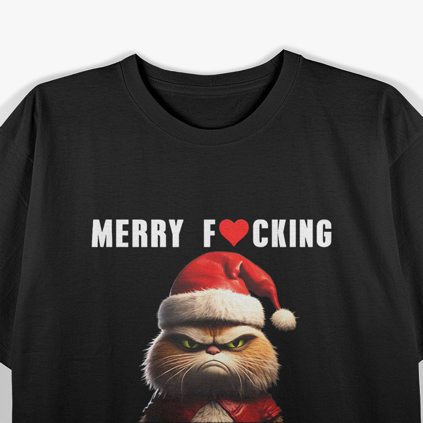 Merry Funny Christmas Cat Humor T-Shirt