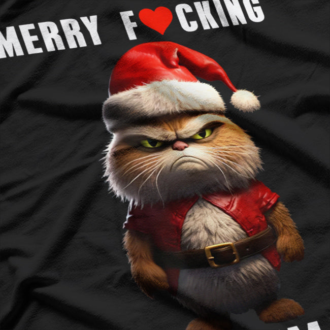 Merry Funny Christmas Cat Humor T-Shirt