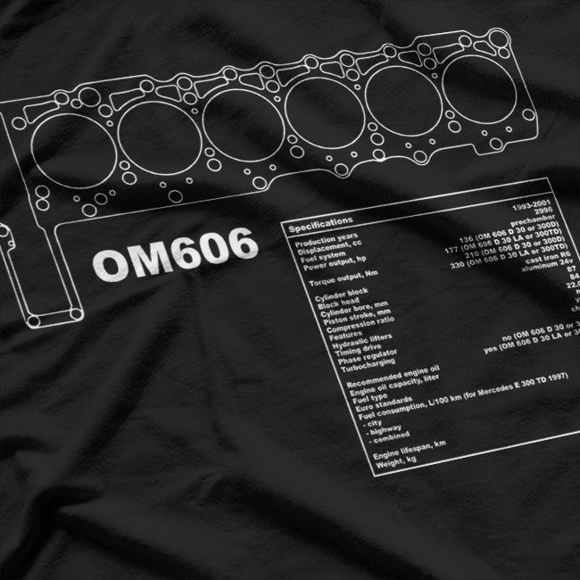 OM606 Engine Diesel Classic Car Enthusiast T-Shirt