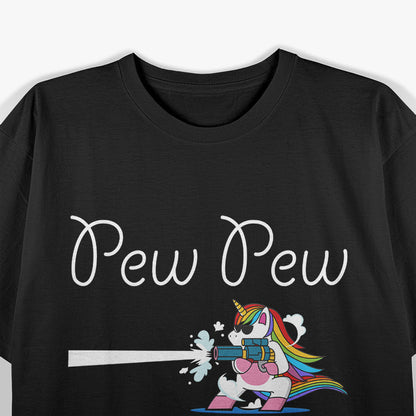 Unicorn Pew Pew Madafakas Funny Cute Rainbow Gun Meme Humor T-Shirt