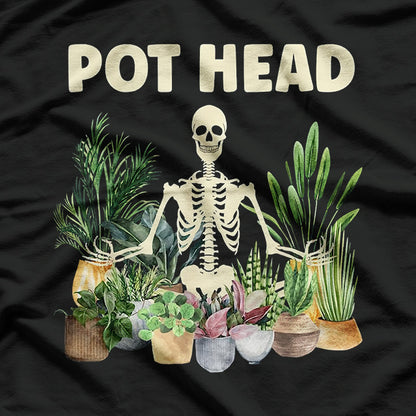 Funny Pot Head Skeleton Stoner Humor T-Shirt