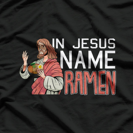 In Jesus Name Ramen Funny Christmas Pun Japanese T-Shirt