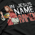 In Jesus Name Ramen Funny Christmas Pun Japanese T-Shirt