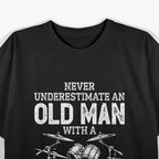 Never Underestimate an Old Man with a Drum Set Funny Drummer T-Shirt