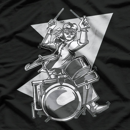 Hippie Drummer Music Lover Retro Boho Percussion Band T-Shirt